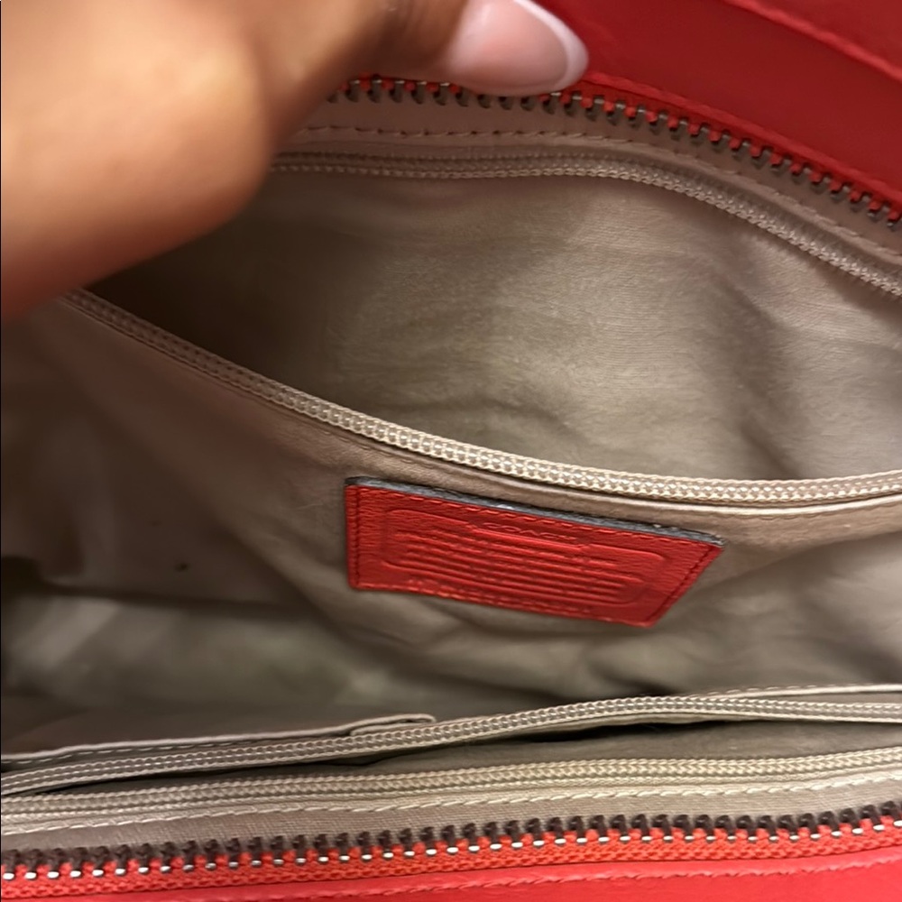 Coach Red Peach Satchel with Turnlock Closure and Tassel cowhide front - Picture 7 of 7
